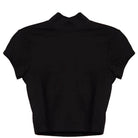 Turtleneck Crop Top Shirt Short Sleeve - VacationGrabs