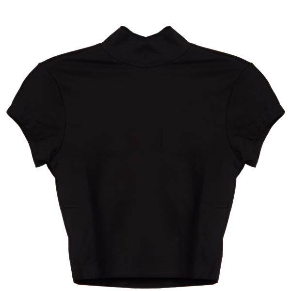 Turtleneck Crop Top Shirt Short Sleeve - VacationGrabs