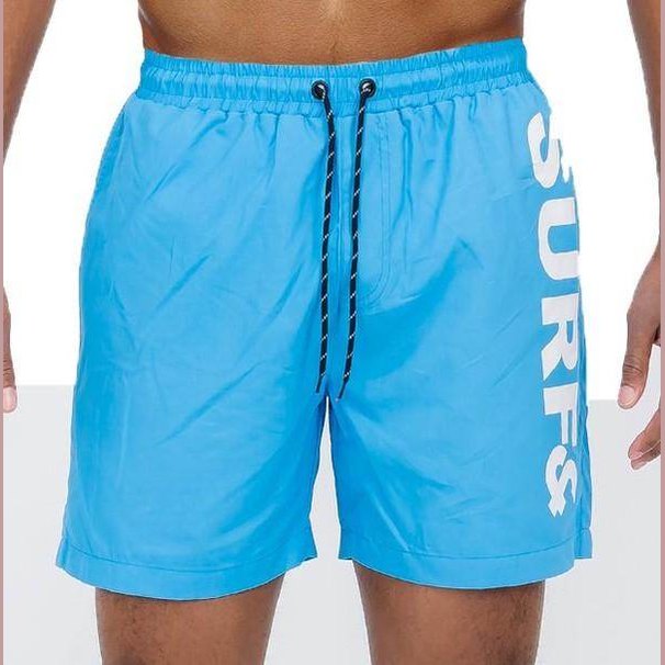Swimwear - Solid Lined Beach Swim Text Swim Shorts - VacationGrabs