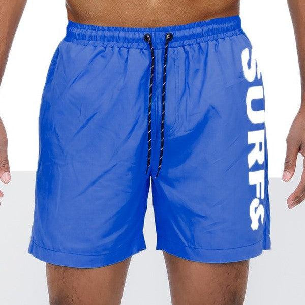 Men's Swimwear Swimwear - Solid Lined Beach Swim Text Swim Shorts