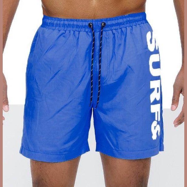 Swimwear - Solid Lined Beach Swim Text Swim Shorts - VacationGrabs