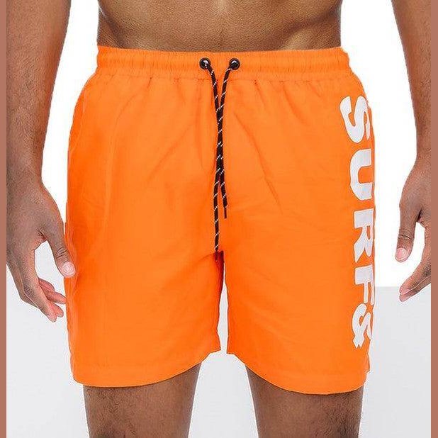 Swimwear - Solid Lined Beach Swim Text Swim Shorts - VacationGrabs