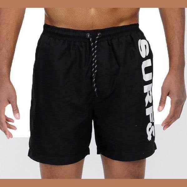 Swimwear - Solid Lined Beach Swim Text Swim Shorts - VacationGrabs