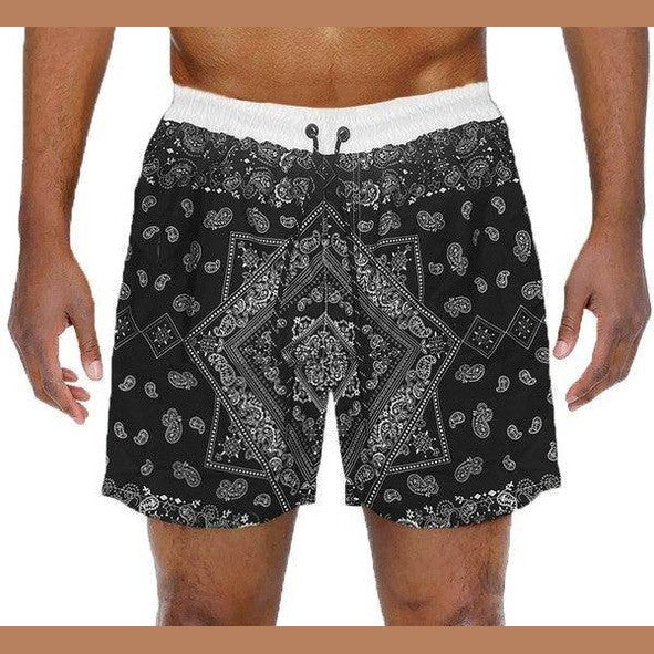 Swimwear - Paisley Bandana Print Swimming Shorts - VacationGrabs