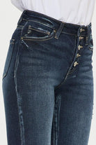 Women's Jeans High Rise Button Down Cuffed Ankle Skinny Jeans