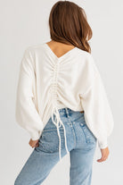 Women's SweatersFuzzy Sweater with Back Ruching - VacationGrabs