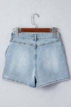 Bow Pocket Denim High Waist Shorts