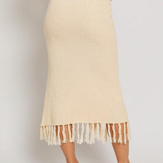 Women's Skirts Tassel Detail Sweater Midi Skirt