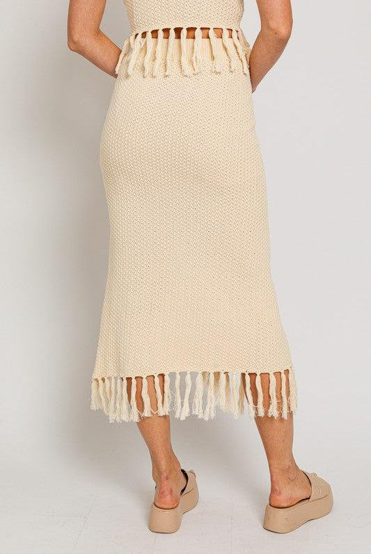 Women's Skirts Tassel Detail Sweater Midi Skirt