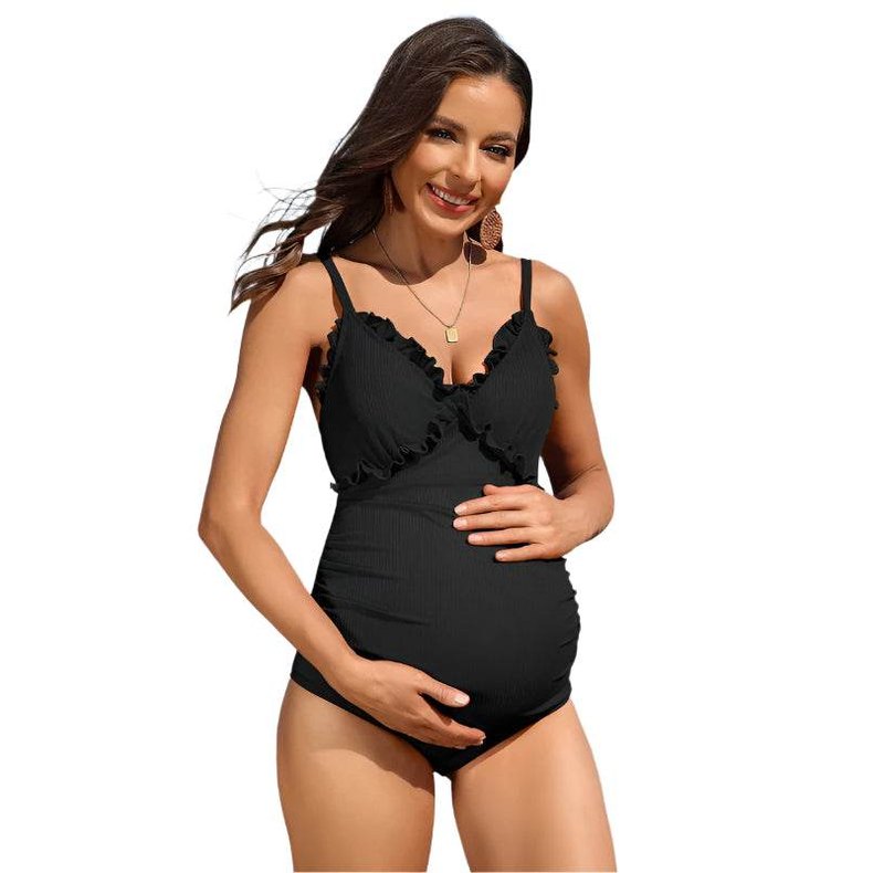 Ruch Floral Maternity Swimsuit Pregnancy Swimwear - VacationGrabs