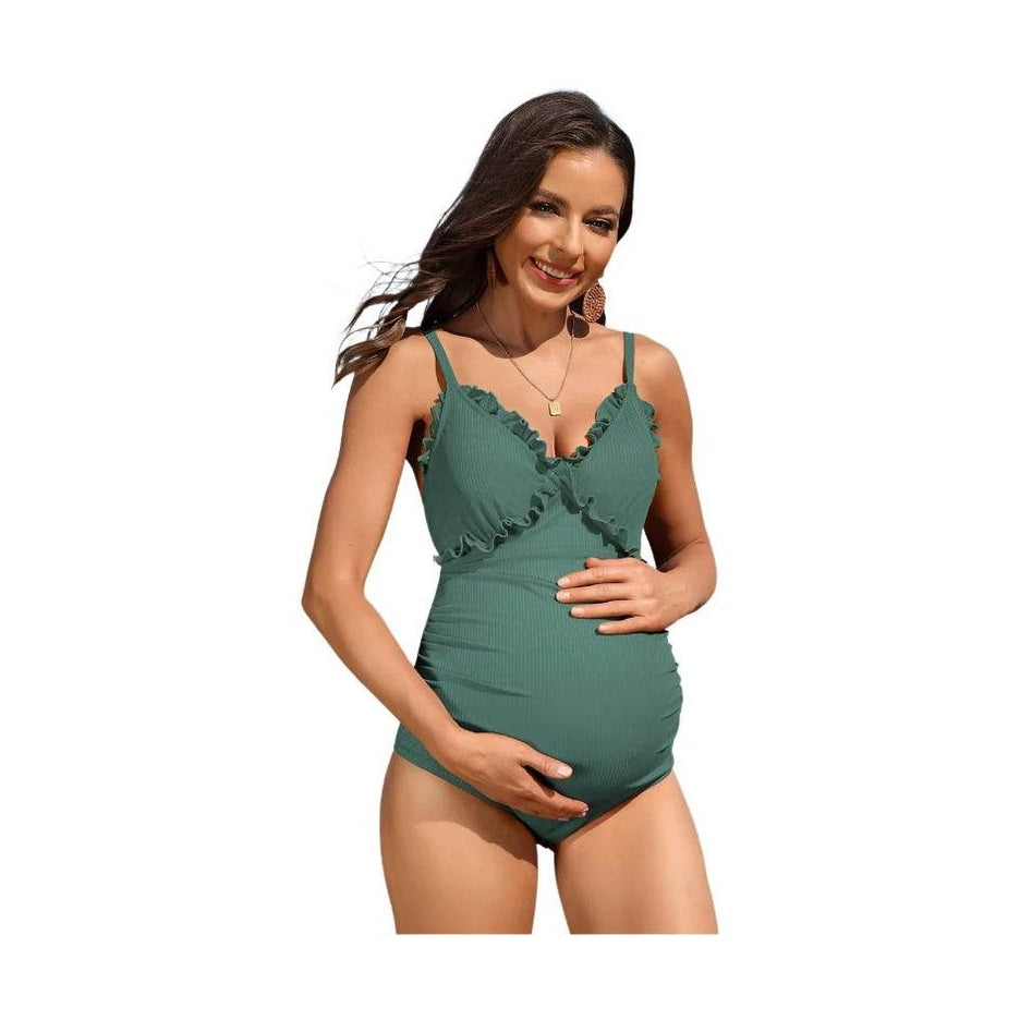 Ruch Floral Maternity Swimsuit Pregnancy Swimwear - VacationGrabs