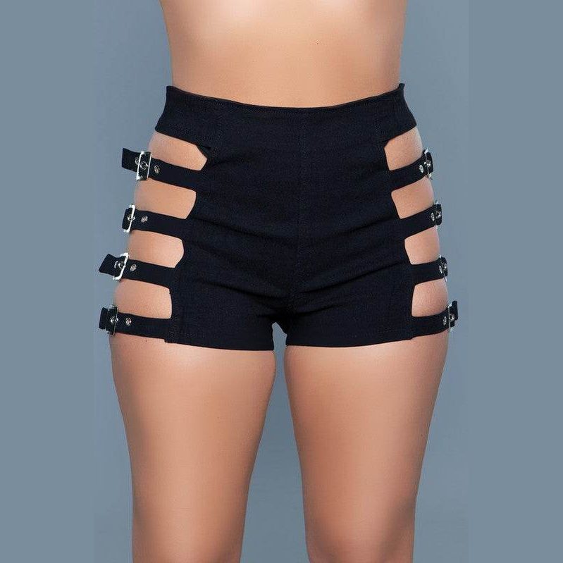 Feel The Vibe Shorts Black Buckle Shorts - VacationGrabs
