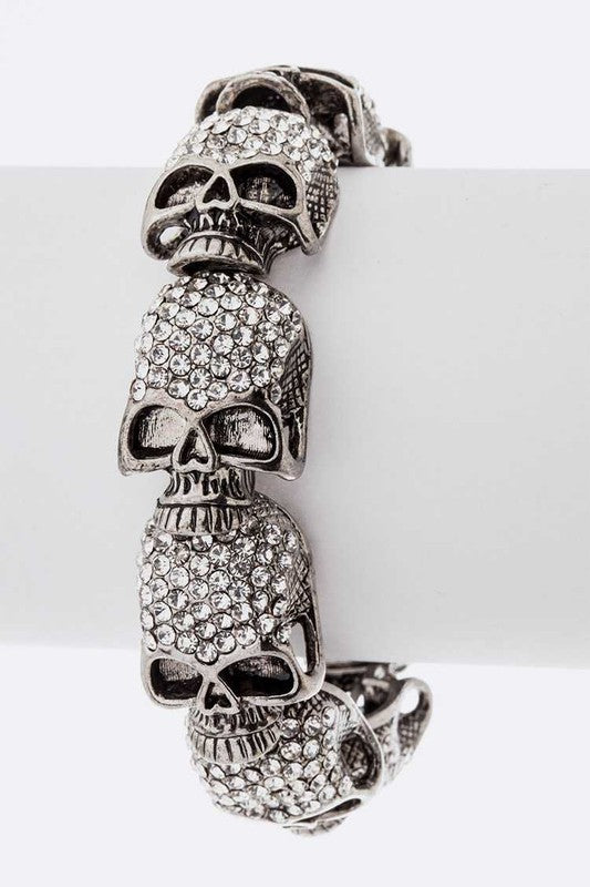 Women's Jewelry - BraceletsCrystal Skull Stretch Bracelet - VacationGrabs