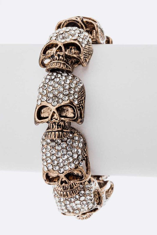 Women's Jewelry - BraceletsCrystal Skull Stretch Bracelet - VacationGrabs