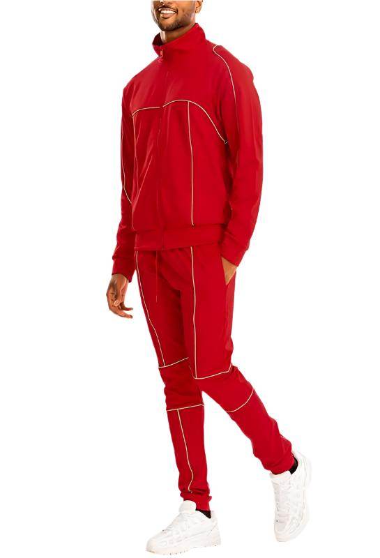 Reflective Piping Track Sets for Men - VacationGrabs