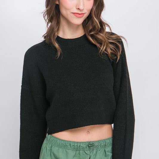 Women's Sweaters Wool Blend Cropped Sweater Top