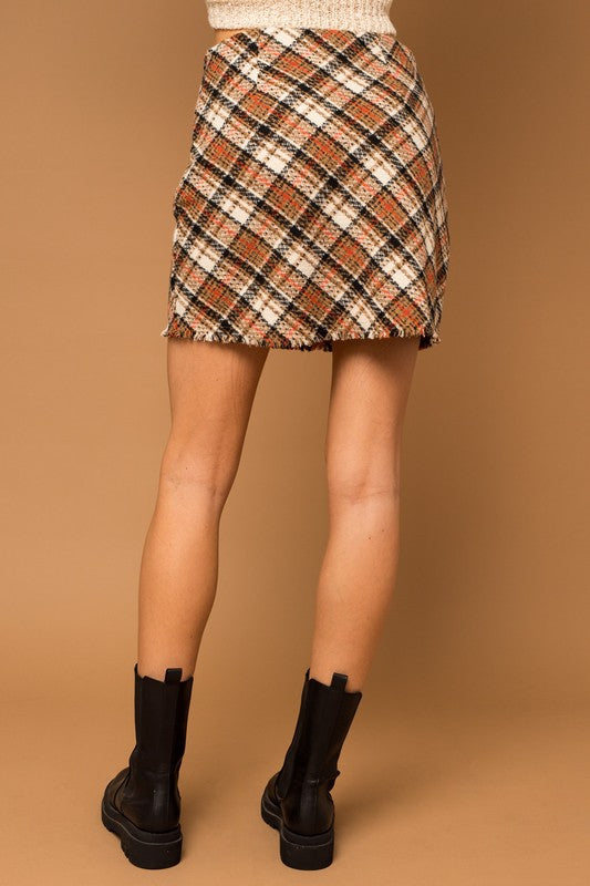 Women's SkirtsBias Plaid Frayed Hem Mini Skirt - VacationGrabs