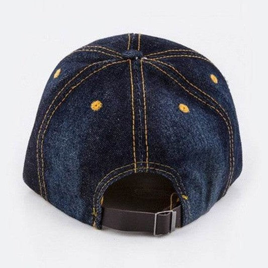 Crystal Skull Embelished Fashion Denim Cap - VacationGrabs