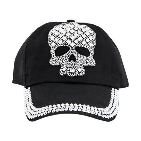 Crystal Skull Embelished Fashion Denim Cap - VacationGrabs