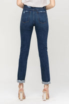 Women's JeansDistressed Roll Up Stretch Mom Jeans - VacationGrabs