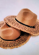 Women's Accessories - Hats Sun Panama Leopard Wide Brim Belted Trendy Hat
