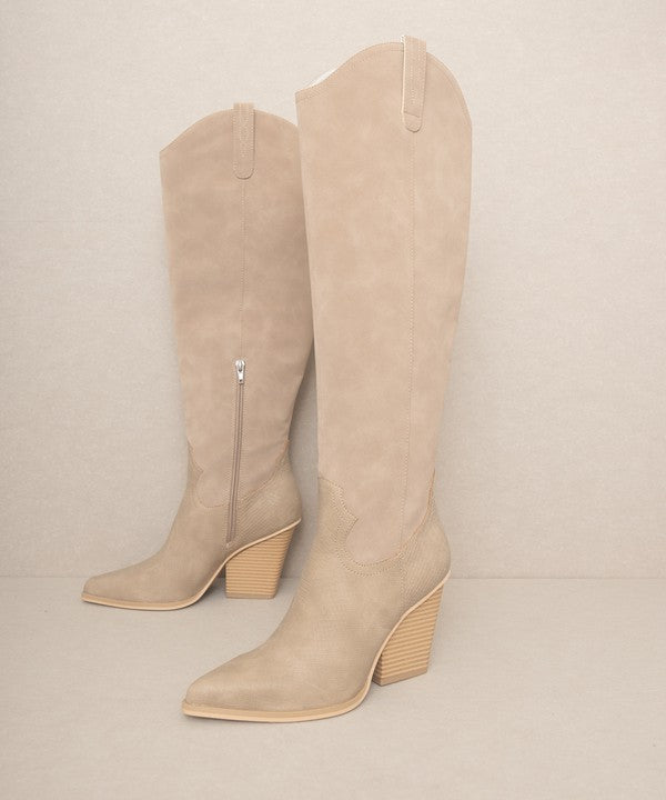 Women's Shoes - BootsOASIS SOCIETY Barcelona - Knee High Western Boots - VacationGrabs