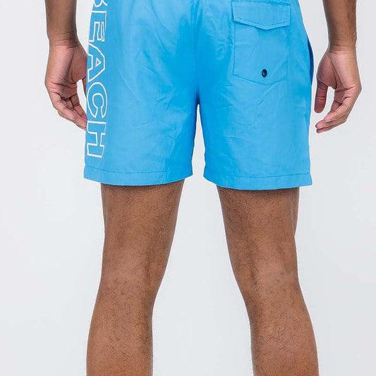 Men's Swimwear Swimwear - Solid Lined Beach Swim Text Swim Shorts