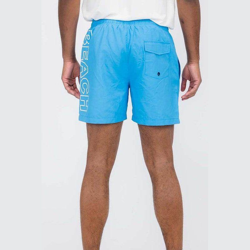 Swimwear - Solid Lined Beach Swim Text Swim Shorts - VacationGrabs