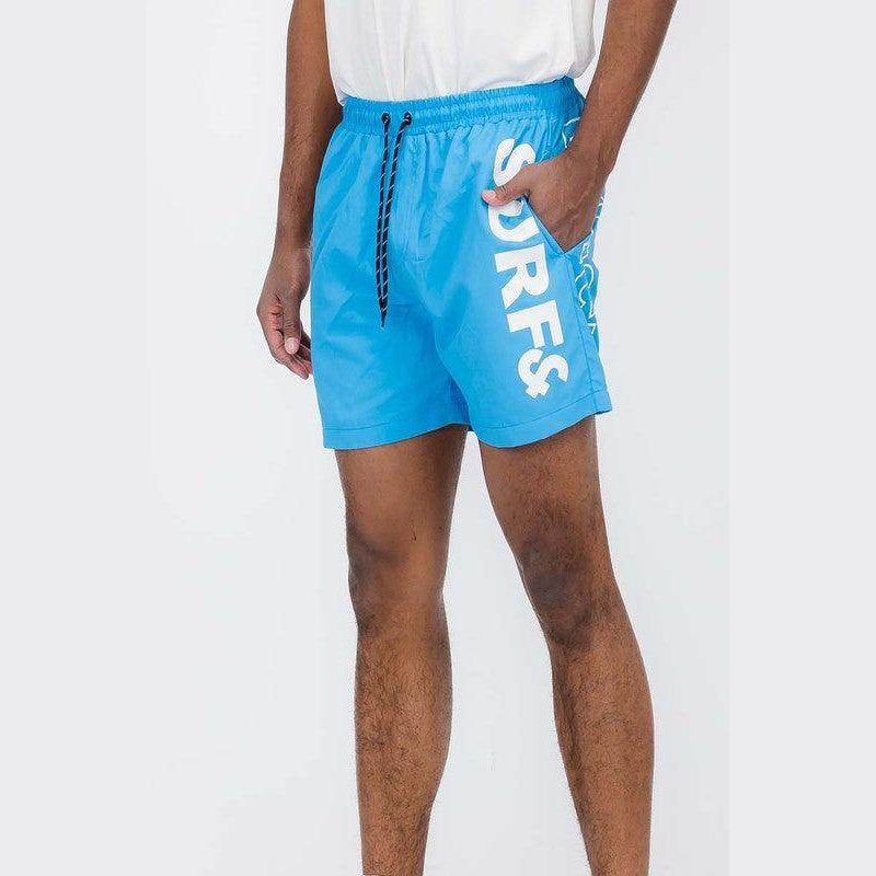 Swimwear - Solid Lined Beach Swim Text Swim Shorts - VacationGrabs