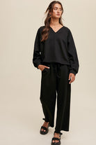 Women's Outfits & SetsV-neck Sweatshirt and Pants Set - VacationGrabs