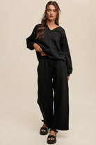 Women's Outfits & SetsV-neck Sweatshirt and Pants Set - VacationGrabs