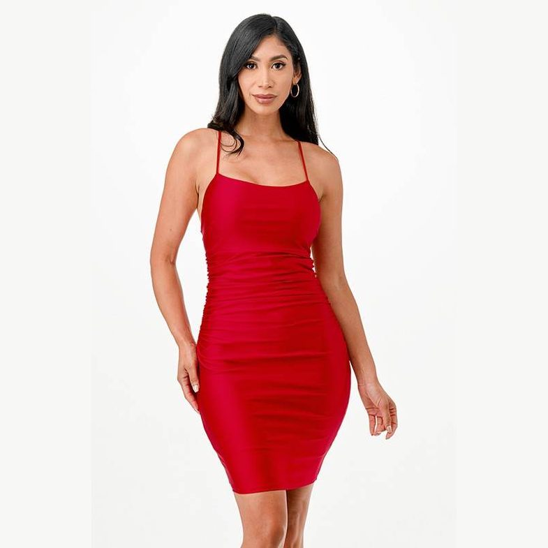 Back Lace Up Short Dress Cocktail Party - VacationGrabs