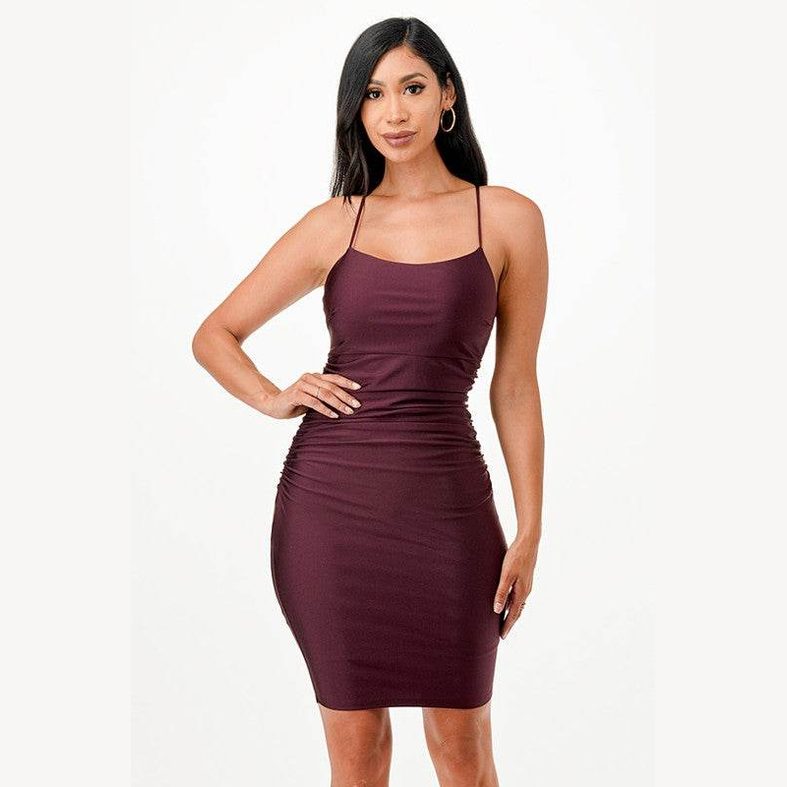 Back Lace Up Short Dress Cocktail Party - VacationGrabs