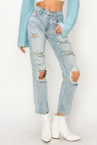 Women's Jeans High Rise Distressed Straight Jeans