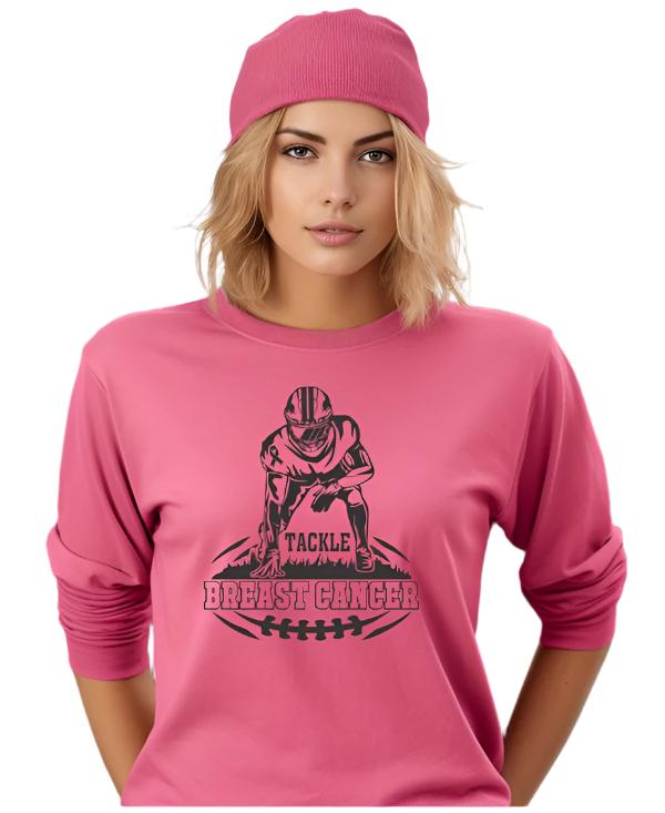 Women's Shirts - T-ShirtsTackle Breast Cancer Long Sleeve Tee - VacationGrabs