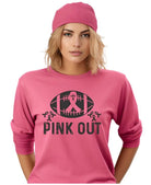 Women's Shirts - T-ShirtsPink Out Football Long Sleeve Tee - VacationGrabs