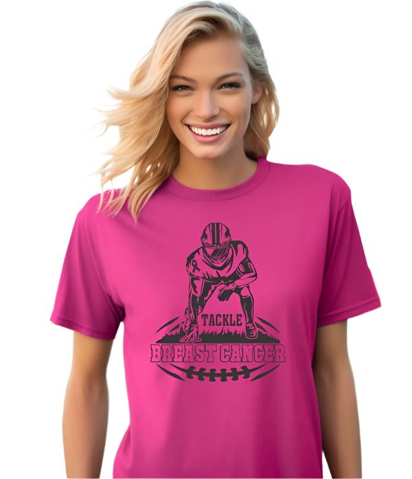 Women's Shirts - T-ShirtsTackle Breast Cancer Short Sleeve Tee - VacationGrabs