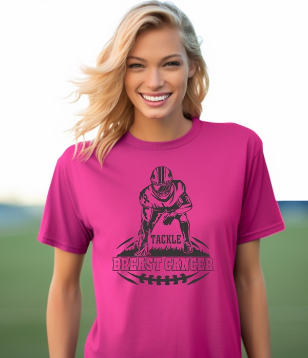 Women's Shirts - T-ShirtsTackle Breast Cancer Short Sleeve Tee - VacationGrabs