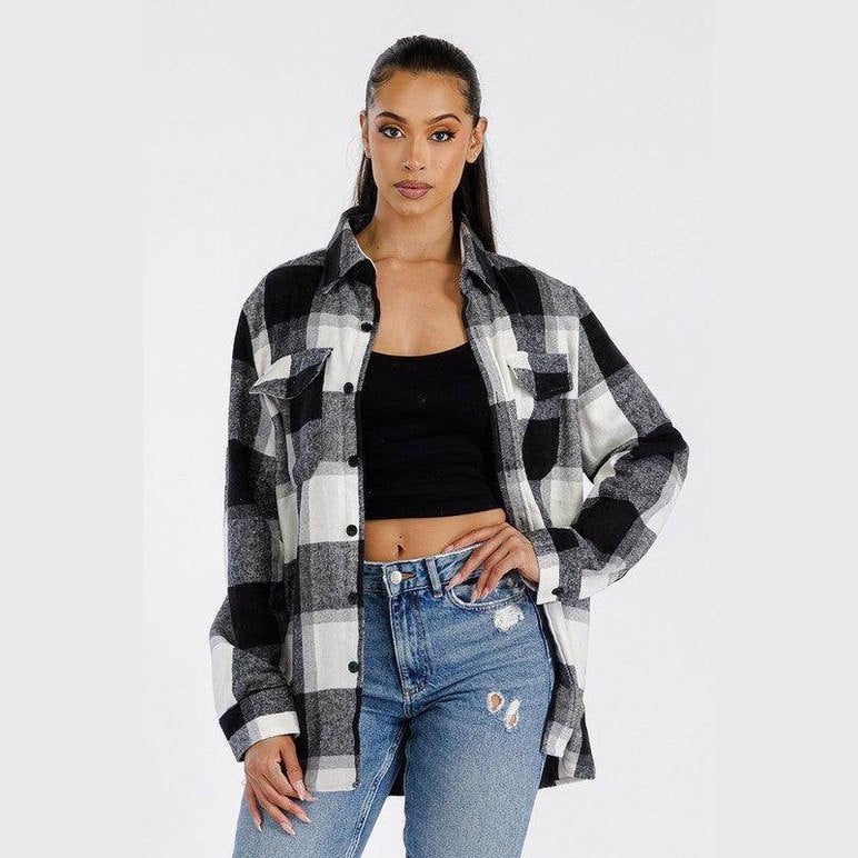 Boyfriend Oversized Soft Flannel Shacket - VacationGrabs