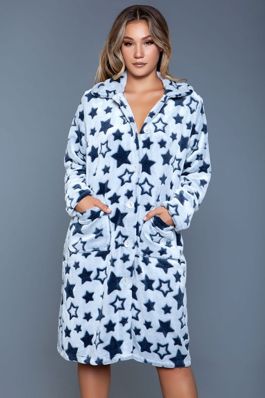 Women's Sleepwear/LoungewearWomens Navy Blue Starry Robe - VacationGrabs