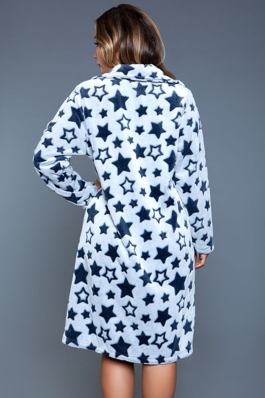 Women's Sleepwear/LoungewearWomens Navy Blue Starry Robe - VacationGrabs