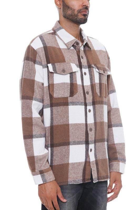 Mens Checkered Soft Flannel Shacket - VacationGrabs