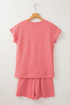 Checker Textured Tee and Drawstring Shorts
