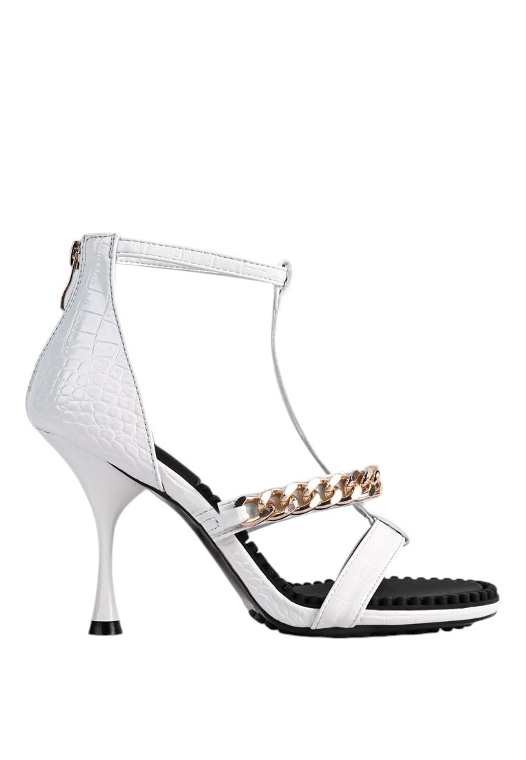 Dakota Metal Chain Mid Heel Sandals