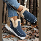 Furry Suede Round Toe Flat Sneakers - VacationGrabs