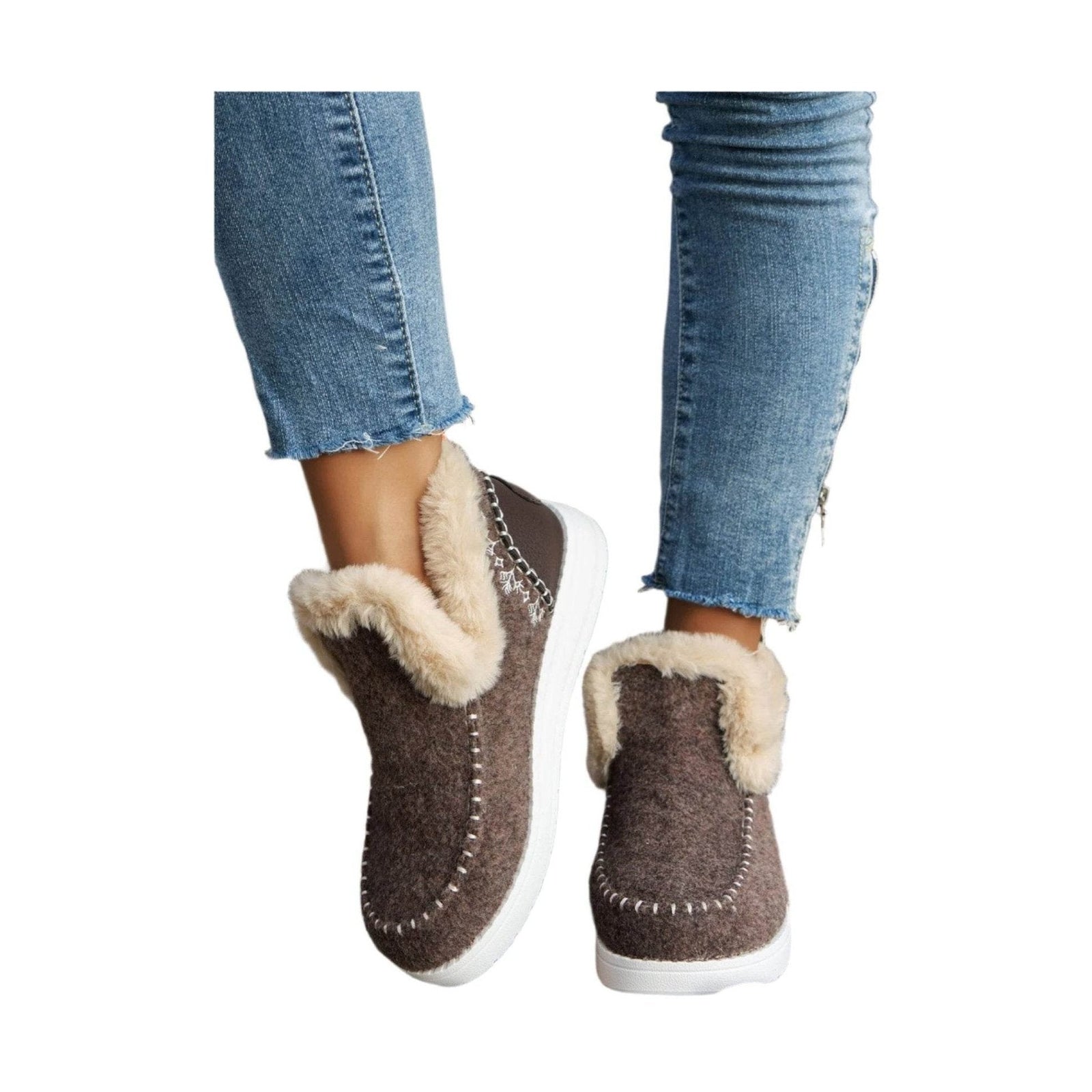 Furry Suede Round Toe Flat Sneakers - VacationGrabs