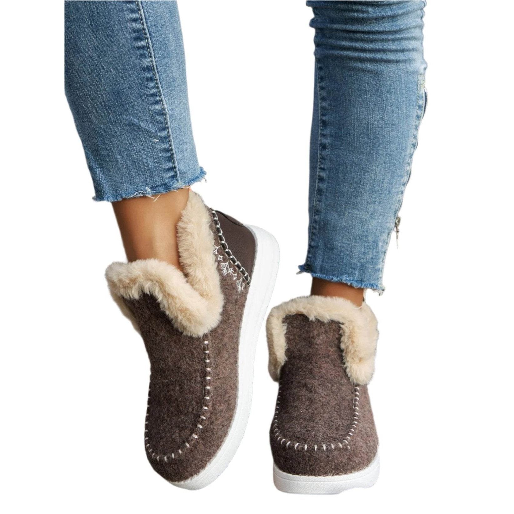 Furry Suede Round Toe Flat Sneakers - VacationGrabs