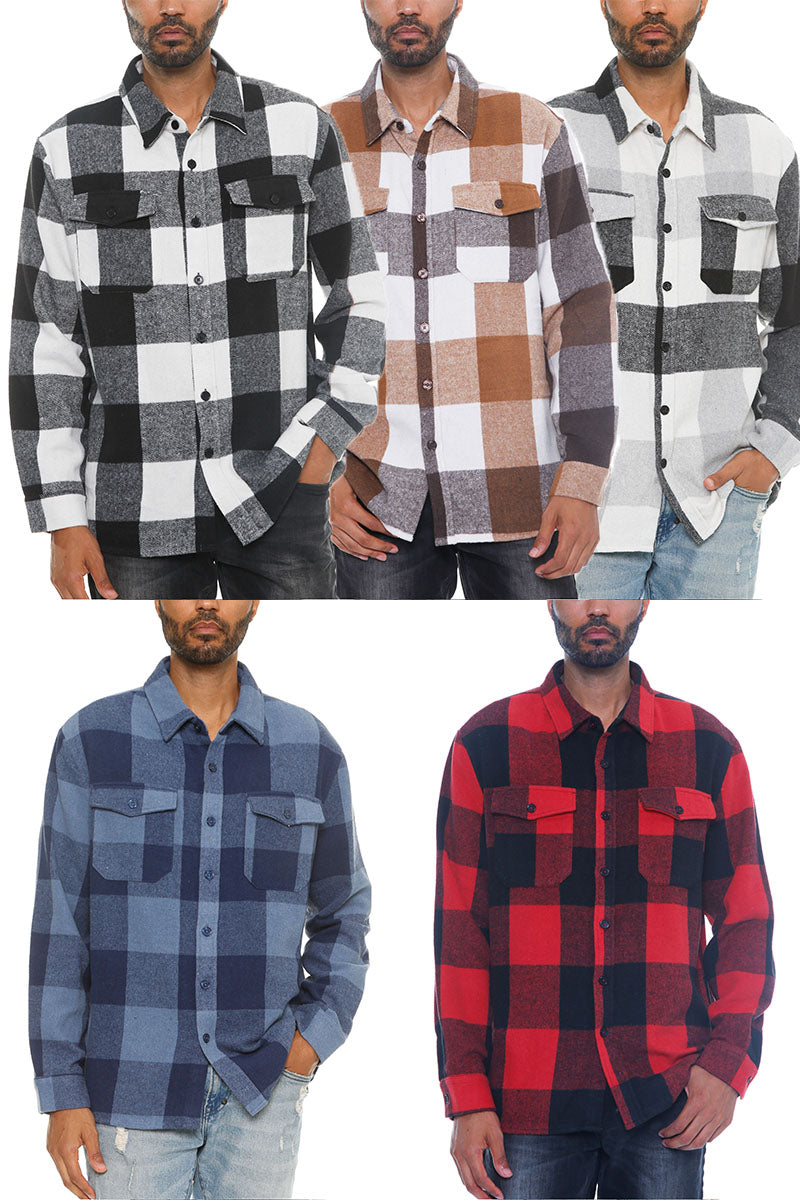 Soft Flannel Shacket | Brushed Checkered Long Sleeve