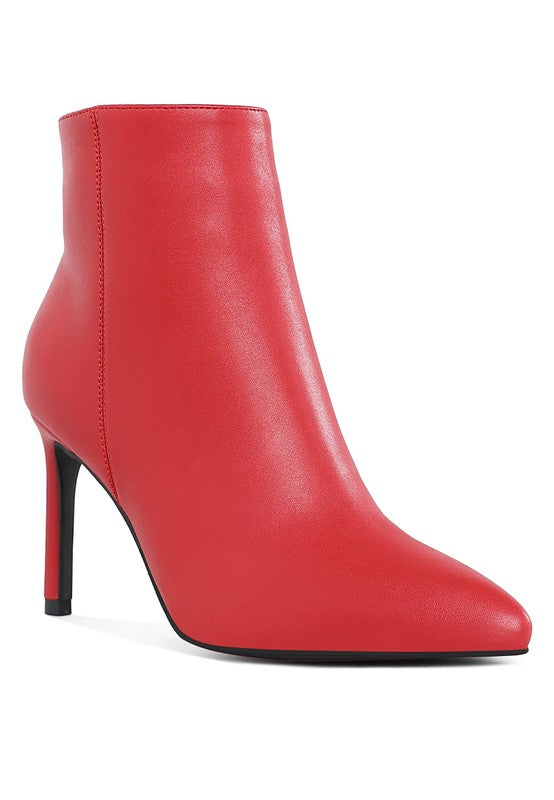Rag Company textured stiletto heel ankle boots in vibrant red for a stylish and modern look