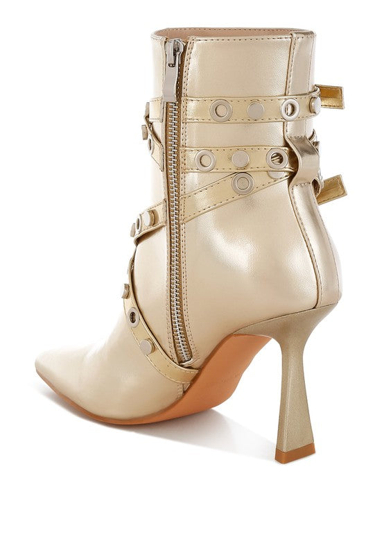 Women's Shoes - BootsJaunts Eyelets & Studs Harness Ankle Boots - VacationGrabs